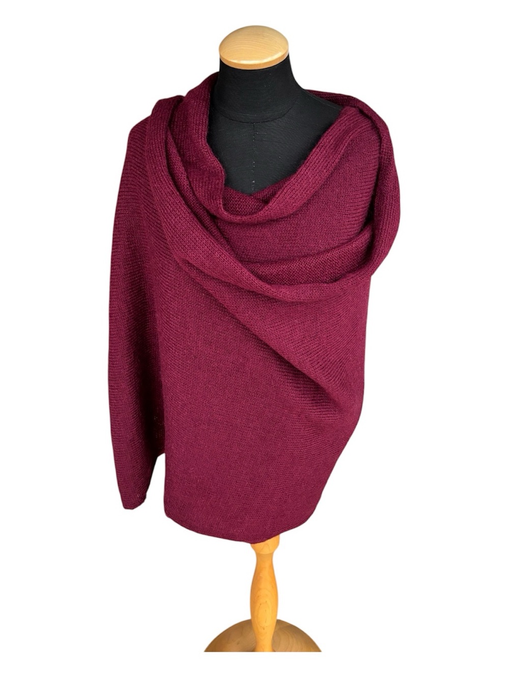 NWT Bridgetown Collection Mohair Blend Wrap Scarf Shawl Poncho Burgundy OS